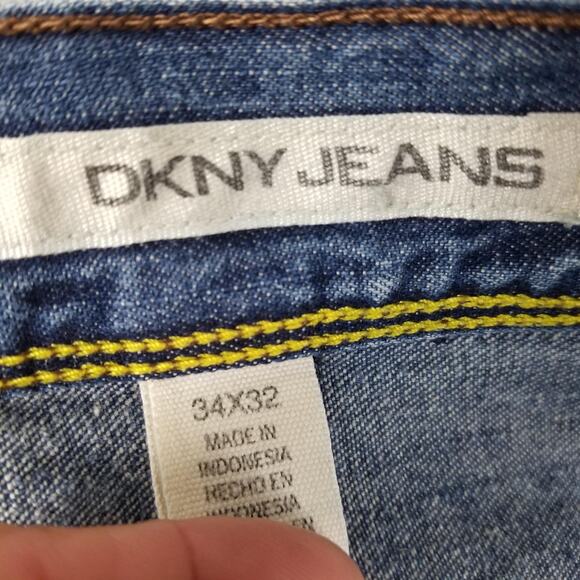 DKNY Jeans Jeans Mens 34x32 Blue Straight Leg Denim Embroidered Pockets Cotton - Picture 13 of 16